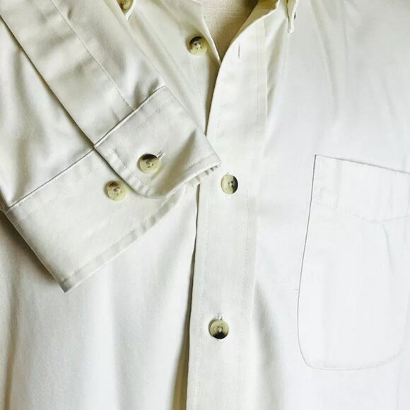 LL BEAN Shirt Men XL TALL Wrinkle Resistant Ivory Beige Oxford Button Down - Picture 4 of 6